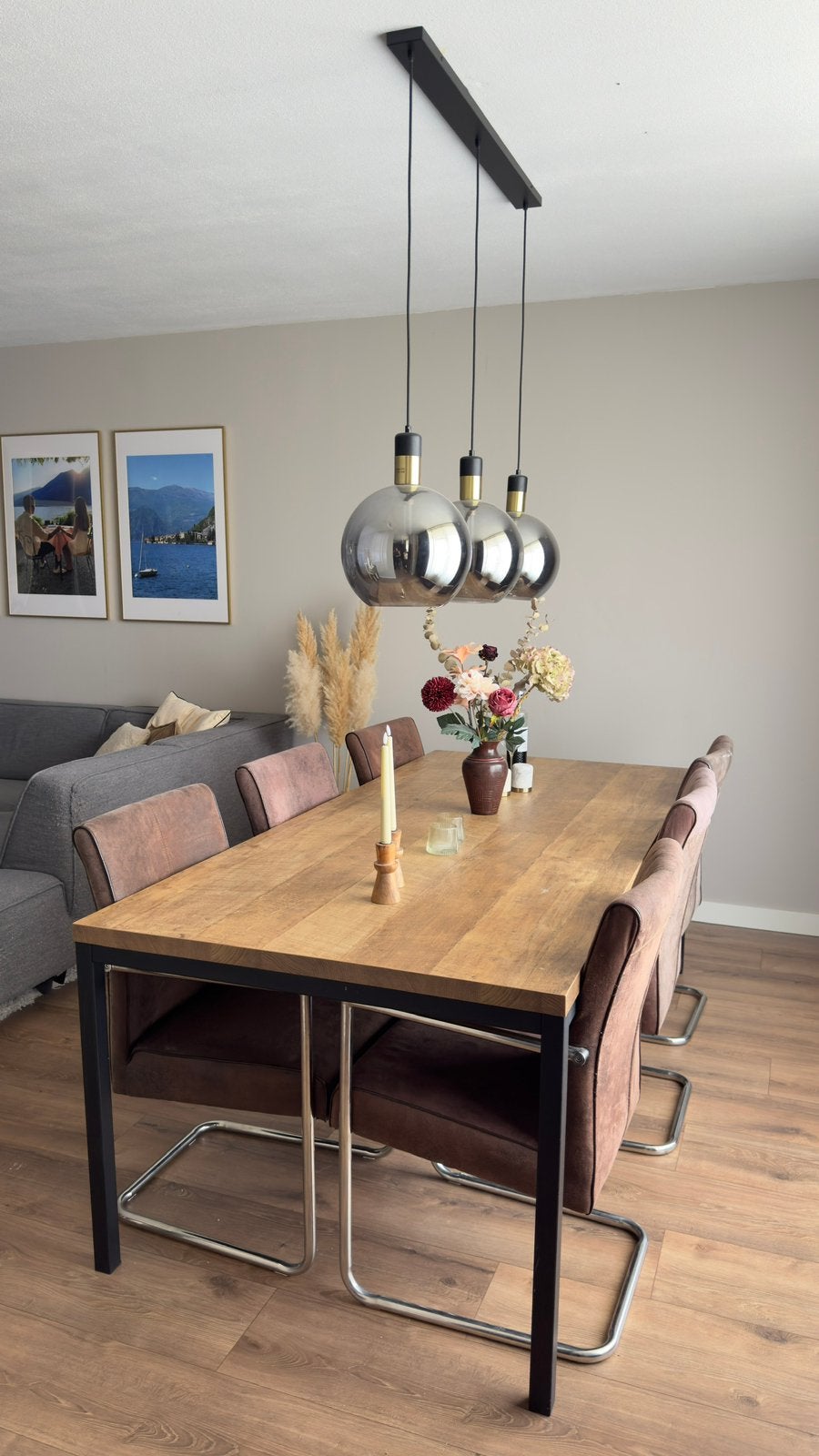 industriele houd eettafel zwart stalen 220x100, Ophalen, Zo goed als nieuw