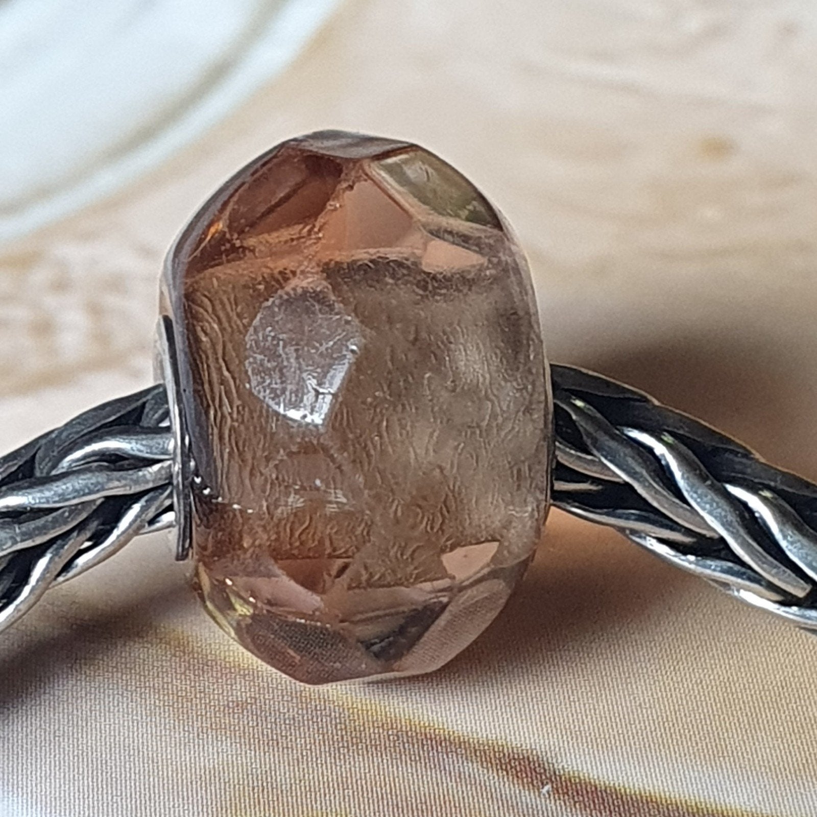 Trollbeads Oranje Facet, Gebruikt, Glas of Kristal, Ophalen of Verzenden, Trollbeads