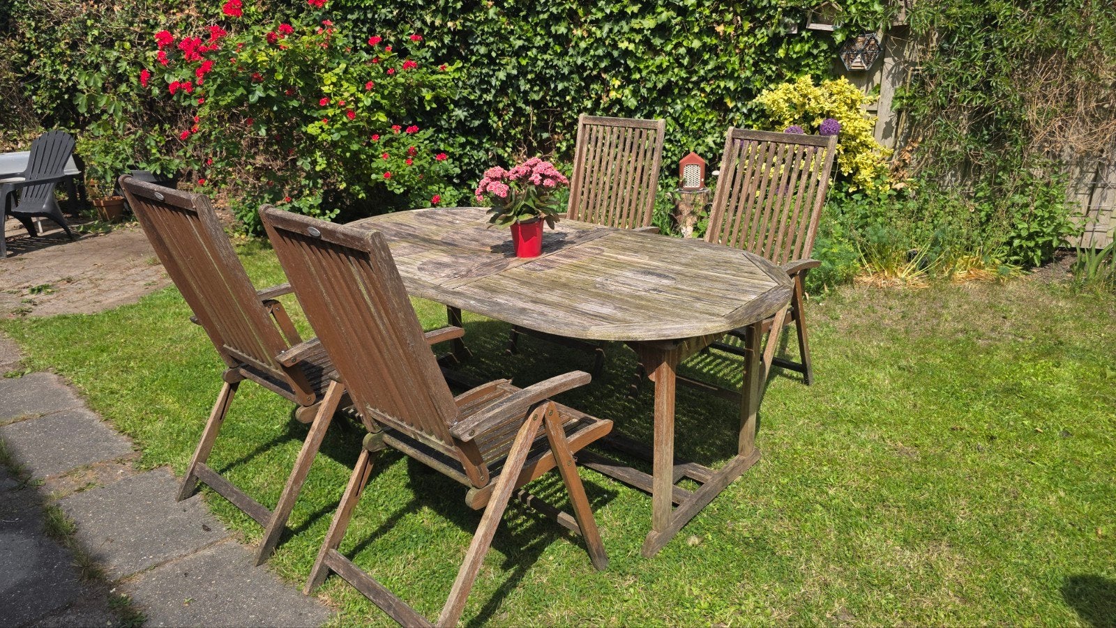 Jutlandia uitschuifbare tuintafel met verstelbare stoelen, Ophalen, Gebruikt