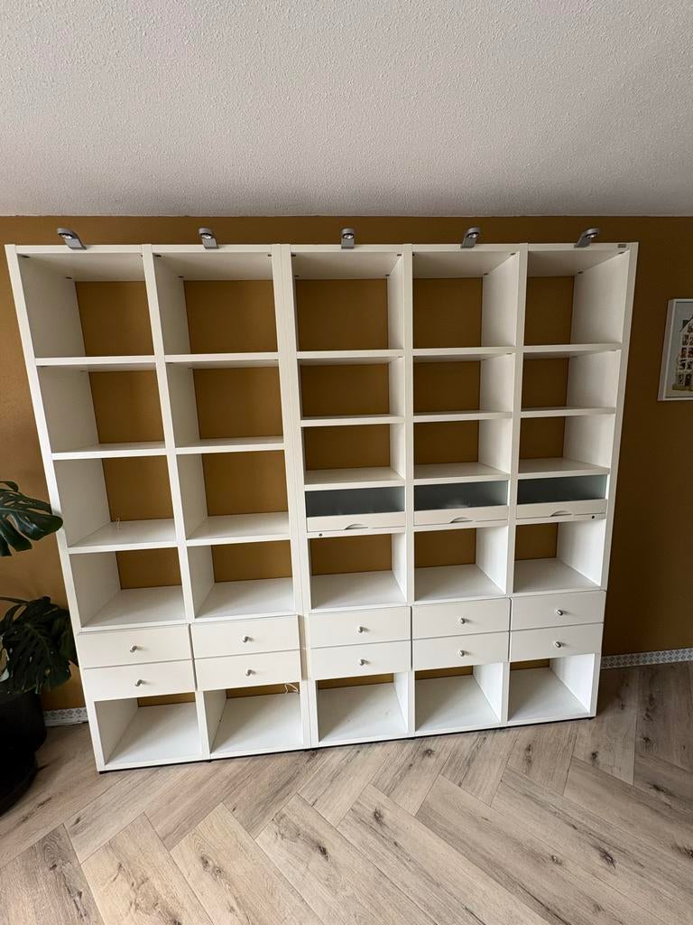 Hülsta wandkast met lades, ideaal voor boeken, Huis en Inrichting, Ophalen, Overige materialen, Gebruikt, 200 cm of meer
