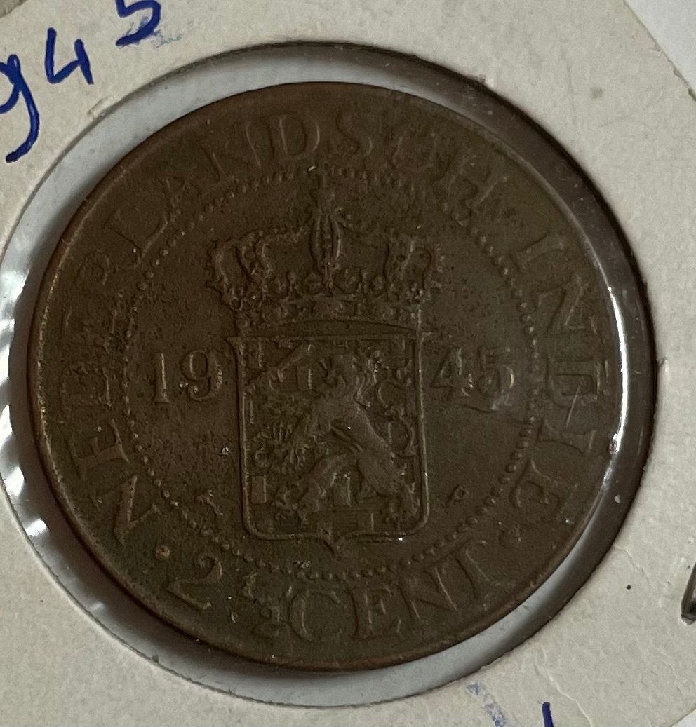 2,5 cent Nederlands Indië 1945, Ophalen of Verzenden, Koningin Wilhelmina