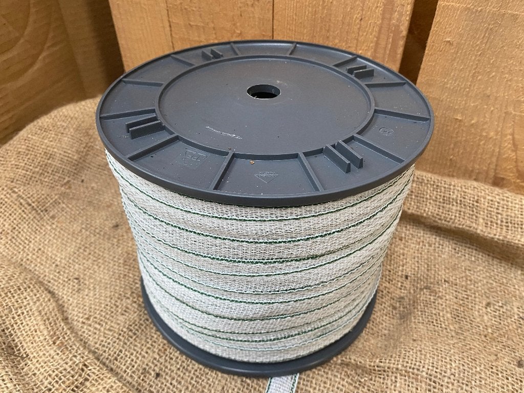 SCHRIKLINT 20mm/haspels a 200mtr  wit-groen