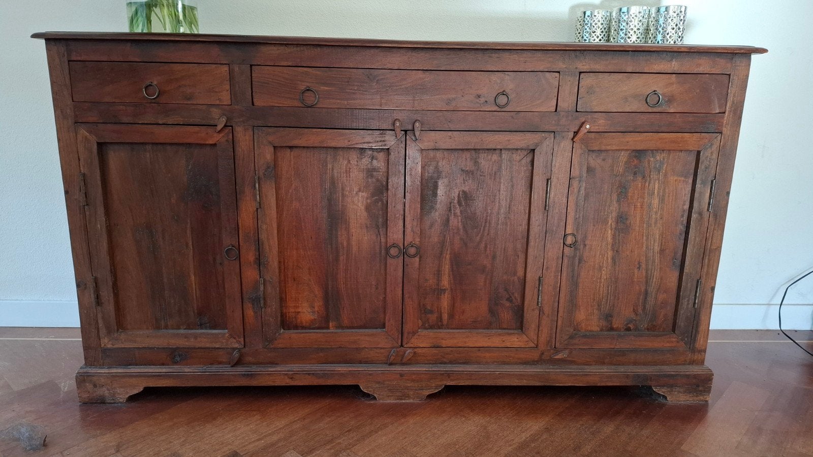 Massief houten dressoir met lades en deuren, Ophalen, Gebruikt, Met lade(s), Koloniaal / Landelijk