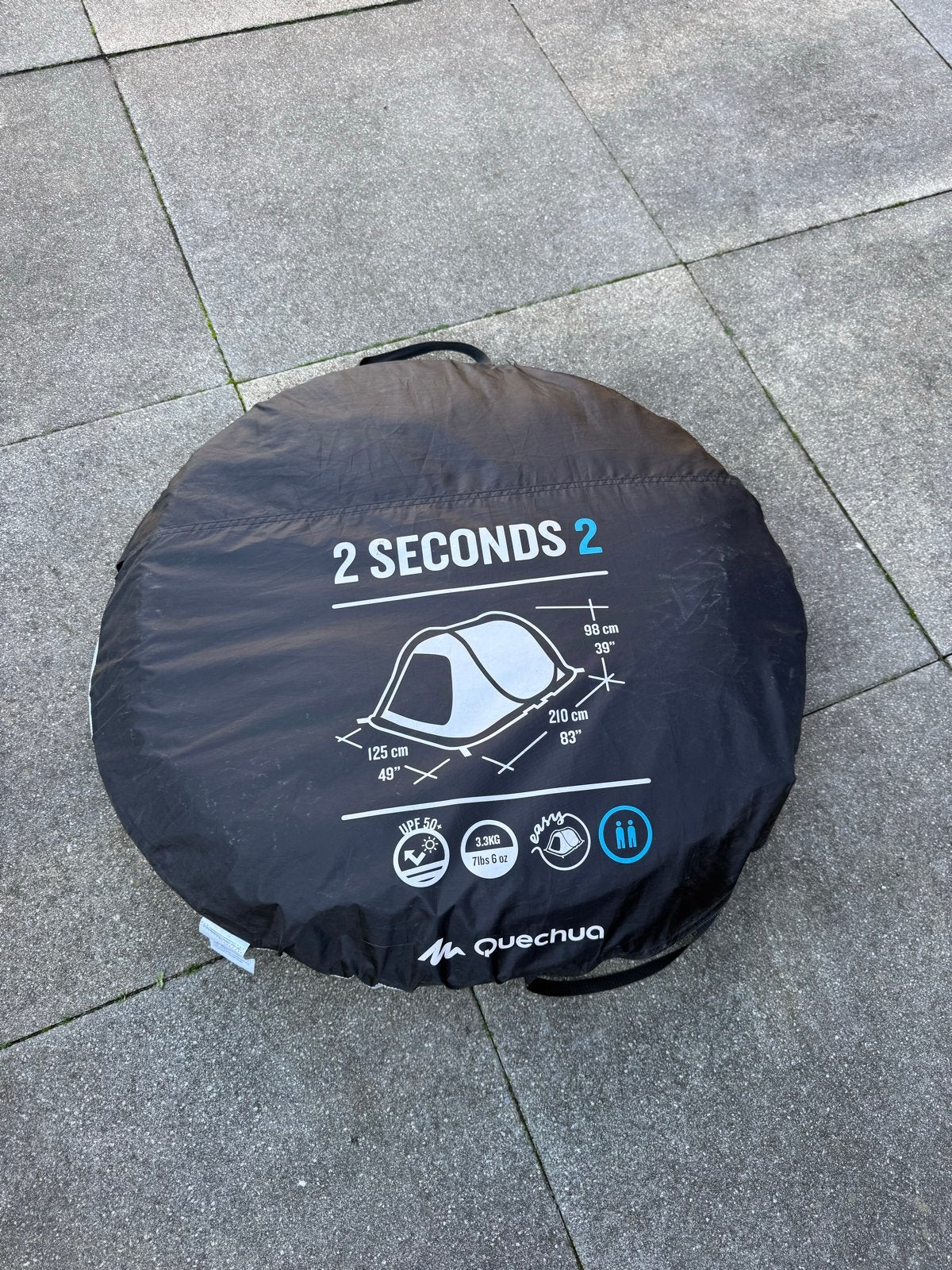 Quechua 2 Seconds 2 Persoons Tent - Snel Opzetbaar, Ophalen, Gebruikt, Tot en met 2