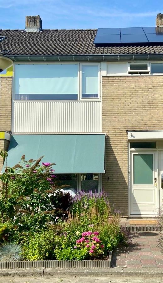 Cremewit zonnescherm uitvalscherm 317.5cm breed, Tuin en Terras, Zonneschermen, Ophalen, Zo goed als nieuw, 250 cm tot 450 cm