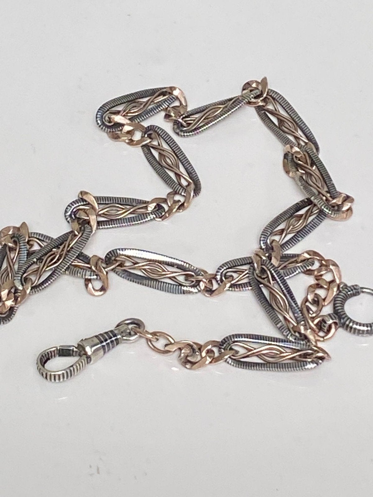 Antieke zakhorloge ketting zilver, Antiek en Kunst, Verzenden