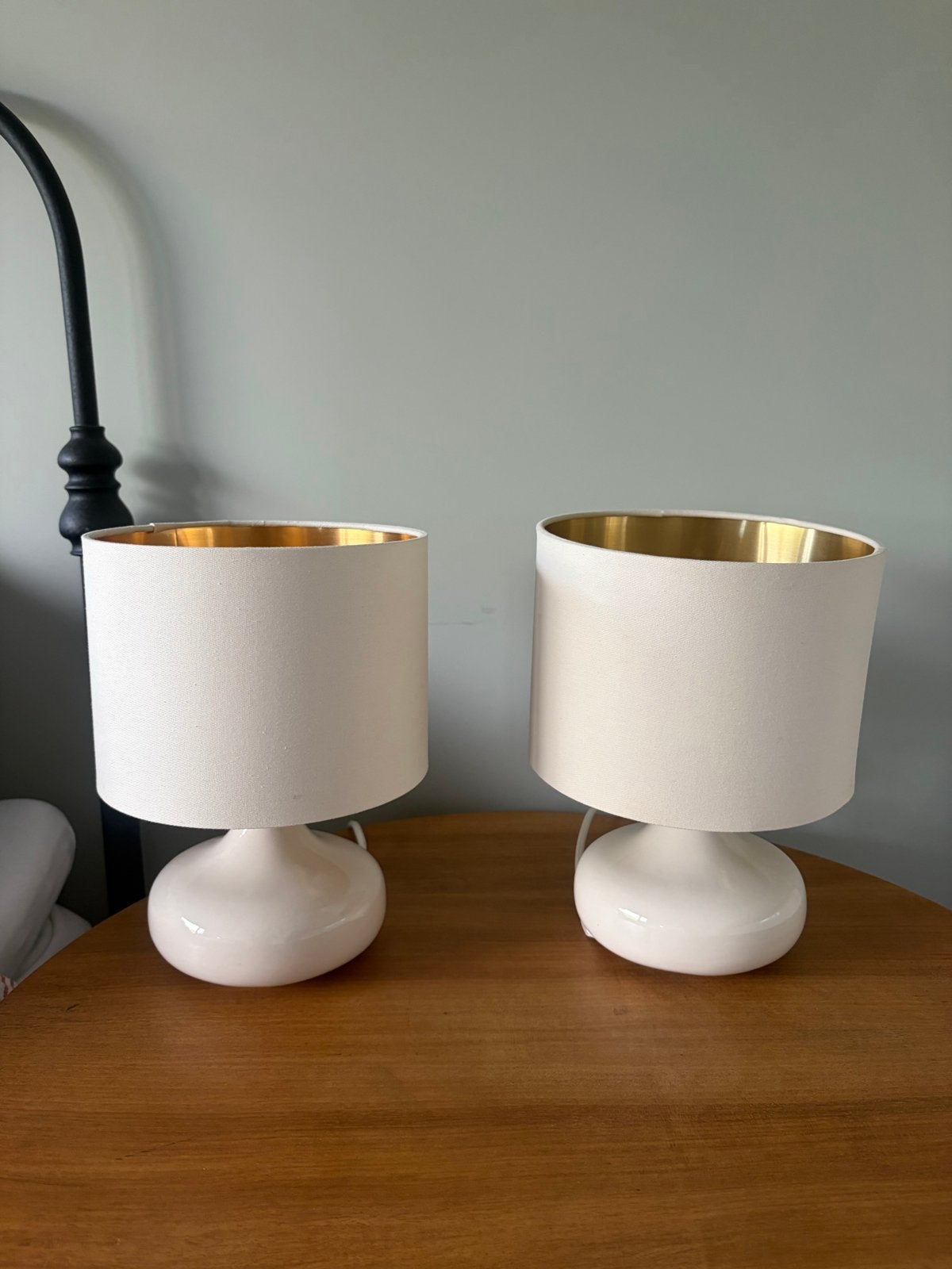 Set 2 x Zara Home moderne tafellampen met witte kap, Ophalen, Overige merken, Keramiek, Nachtlamp