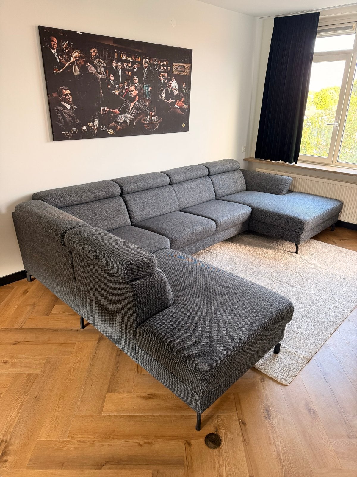 Montel U-vorm bank - Zeer nette grijze bank (3 delen), Ophalen, Zo goed als nieuw, Stof