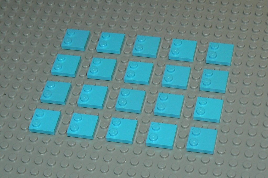 L396 Speciale plaatjes 2x2 medium azure 20 st (2x2 2 noppen), Ophalen of Verzenden, Nieuw, Losse stenen, Lego