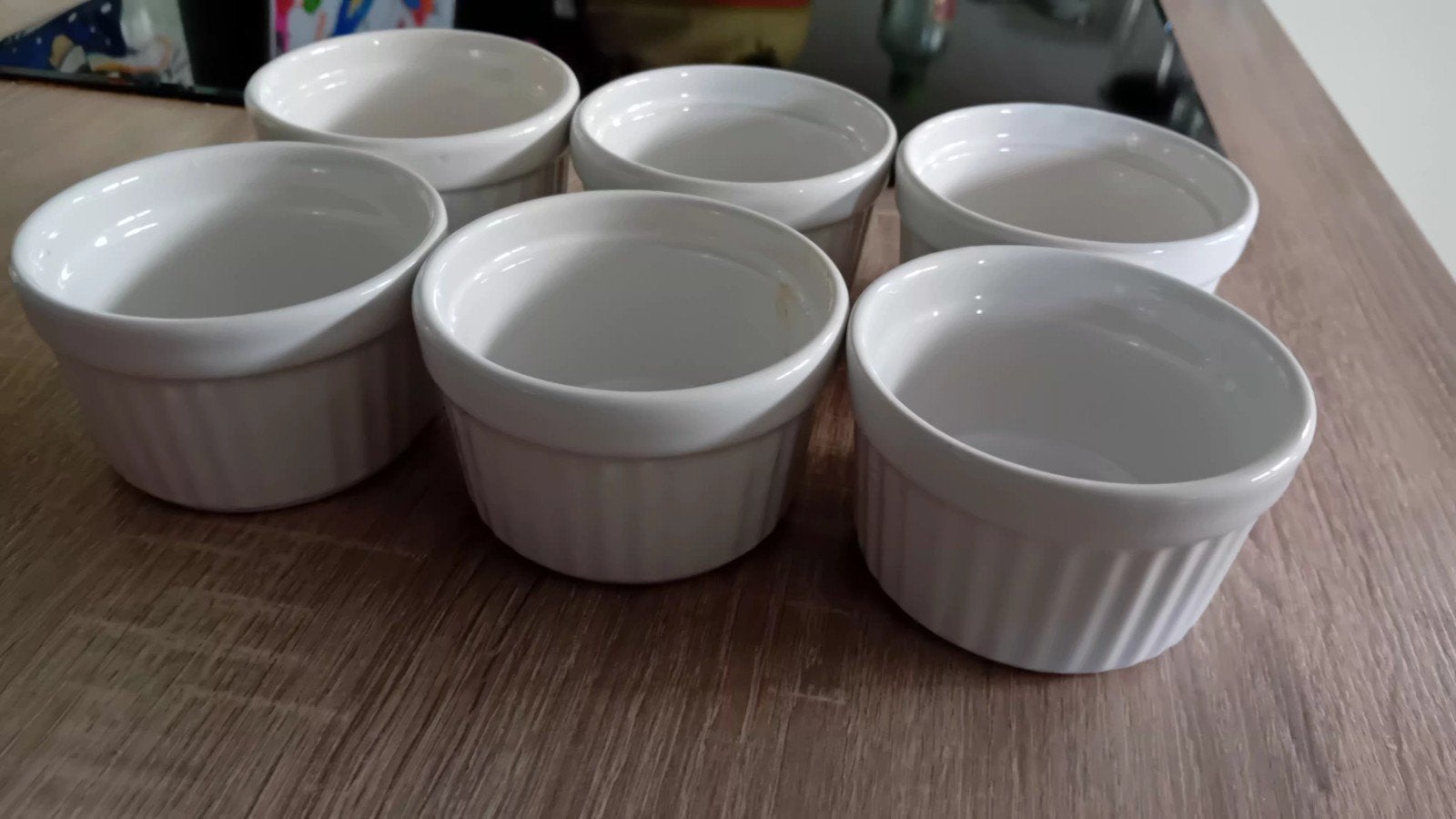 Set van 6 witte ramekins - soufflé vormpjes, Ophalen, Overige typen, Zo goed als nieuw, Steen/keramiek