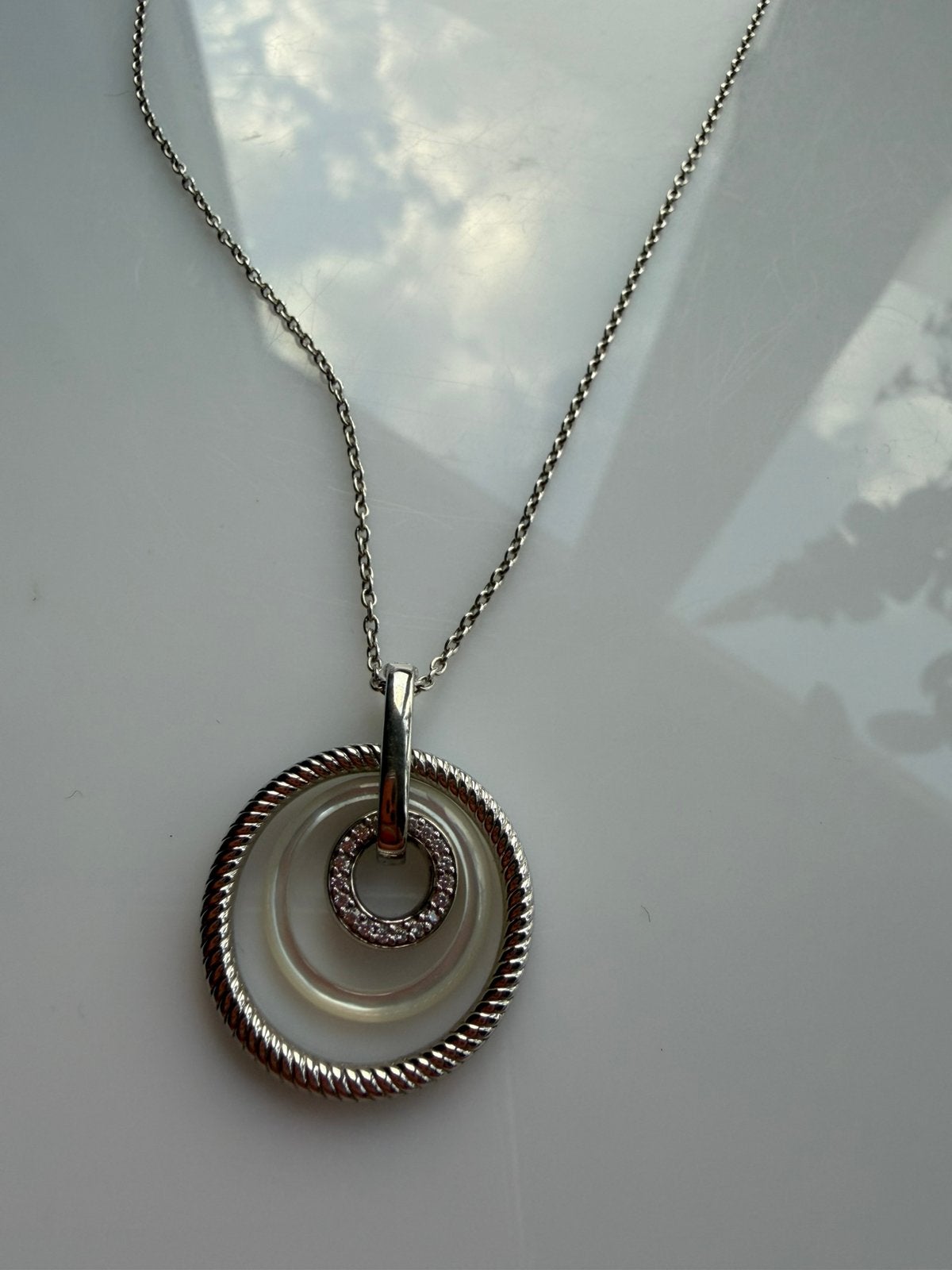 Ti Sento ketting zilver met ivoor/wit, Sieraden, Tassen en Uiterlijk, Verzenden, Zo goed als nieuw, Wit, Zilver