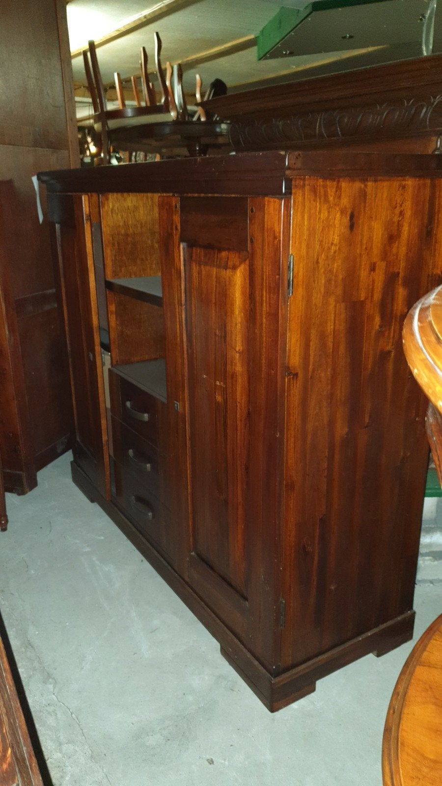Robuuste houten ladenkast met deuren, Ophalen, Gebruikt, 100 tot 150 cm, Klassiek, Robuust