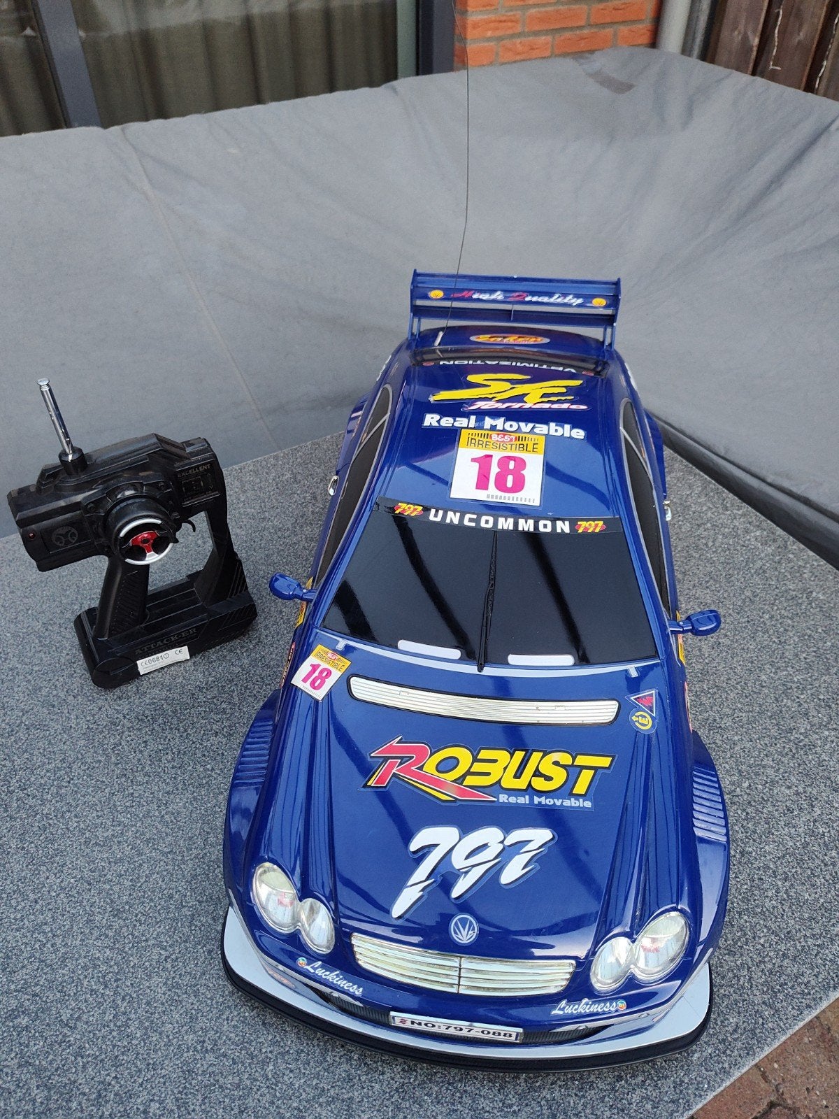 Blauwe RC Auto Mercedes-Benz CLK DTM 40 MHz, Hobby en Vrije tijd, Modelbouw | Radiografisch | Auto's, Gebruikt, Auto onroad, Elektro