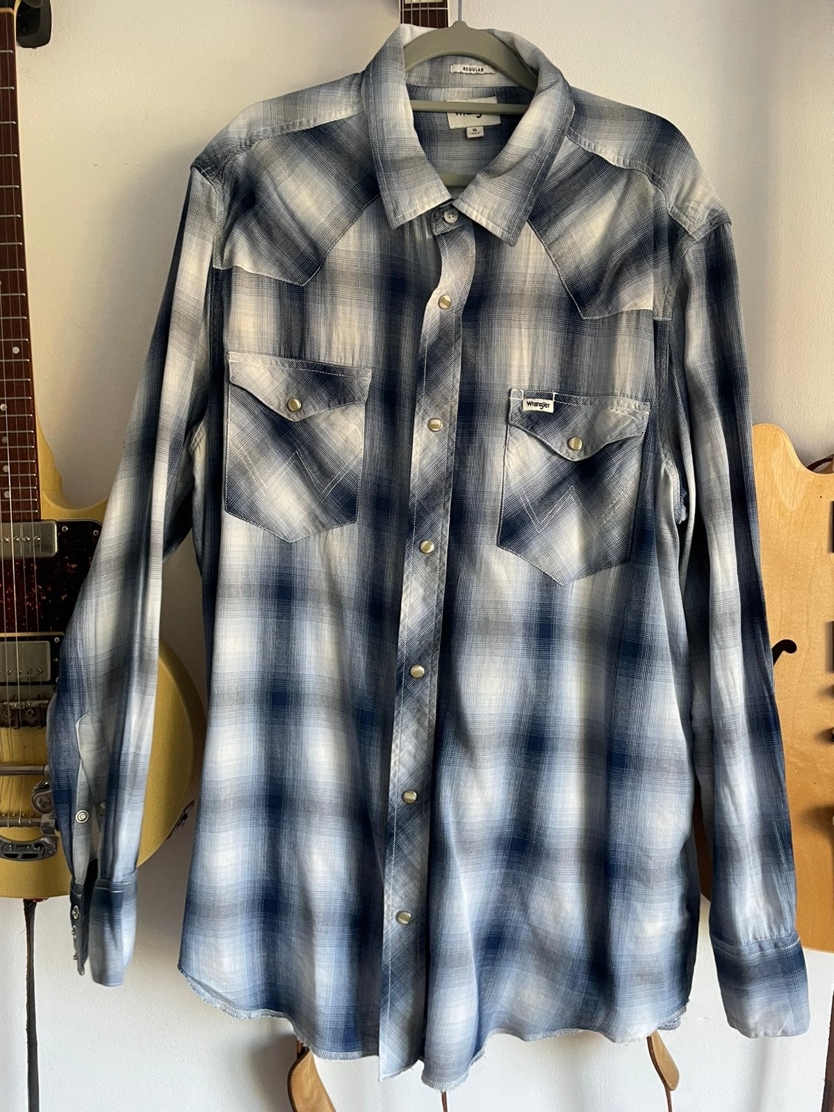 Wrangler Western shirt XL, Verzenden, Zo goed als nieuw, Blauw, Halswijdte 43/44 (XL)