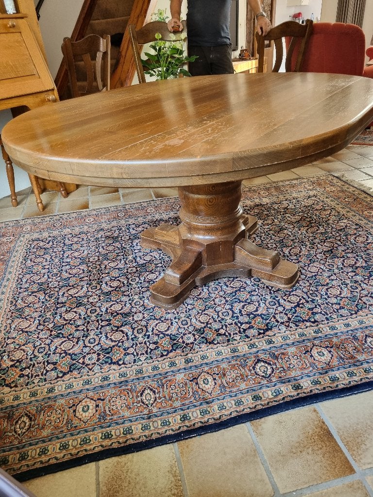 Houten Eettafel, Huis en Inrichting, Ophalen, Gebruikt, Eikenhout, 200 cm of meer