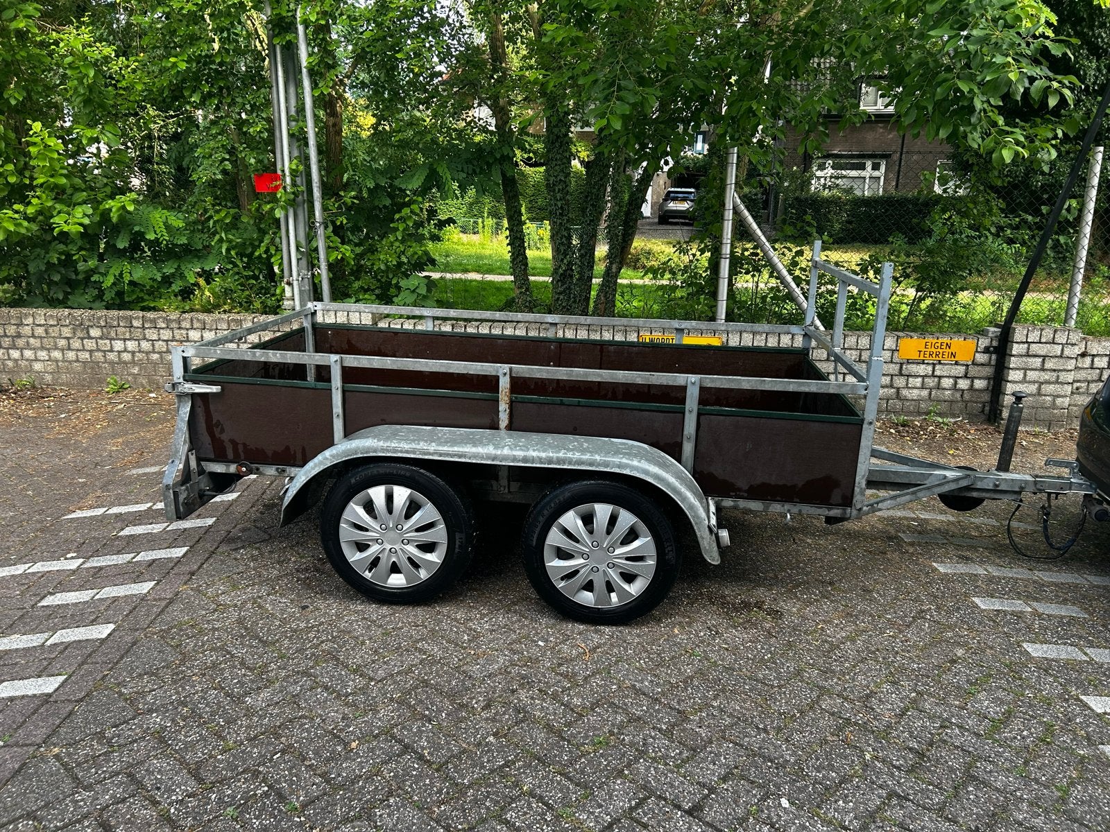 Aanhangwagen dubbel as - Stevige en ruime trailer, Ophalen, Gebruikt