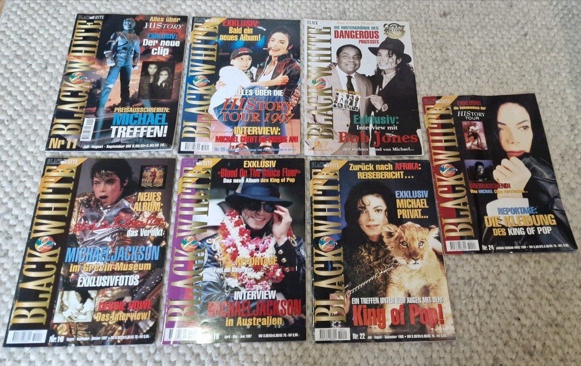 Verzameling 7 Michael Jackson Black & White magazines, Verzenden, Gebruikt