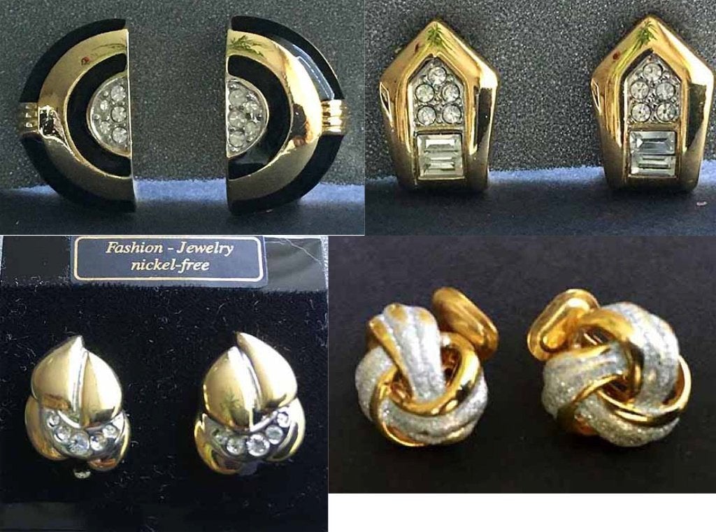 Vintage Oorbellen van jaar 80 Goudkleur - Clip, Overige materialen, Met strass, Ophalen of Verzenden, Zo goed als nieuw