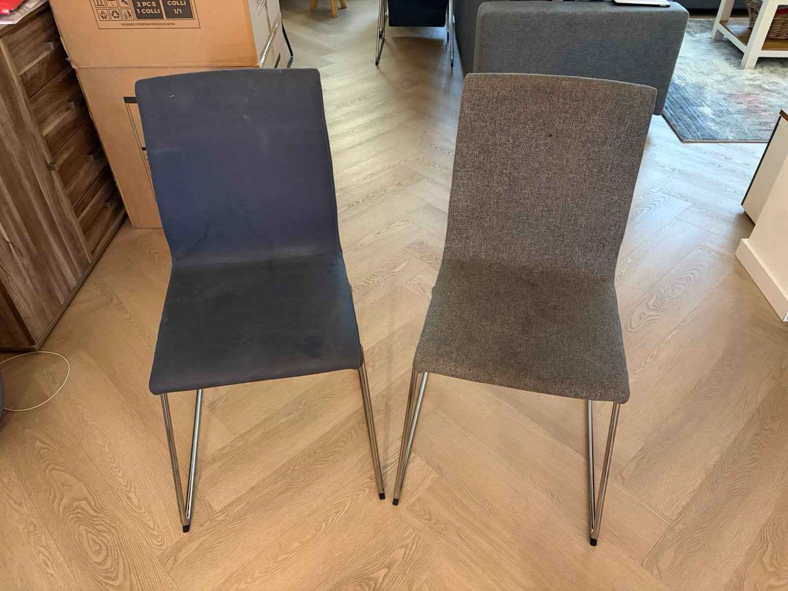 6 stuks IKEA Volfgang Stoelen - 3x Blauw, 3x Grijs, Huis en Inrichting, Ophalen, Gebruikt, Blauw, Scandinavisch