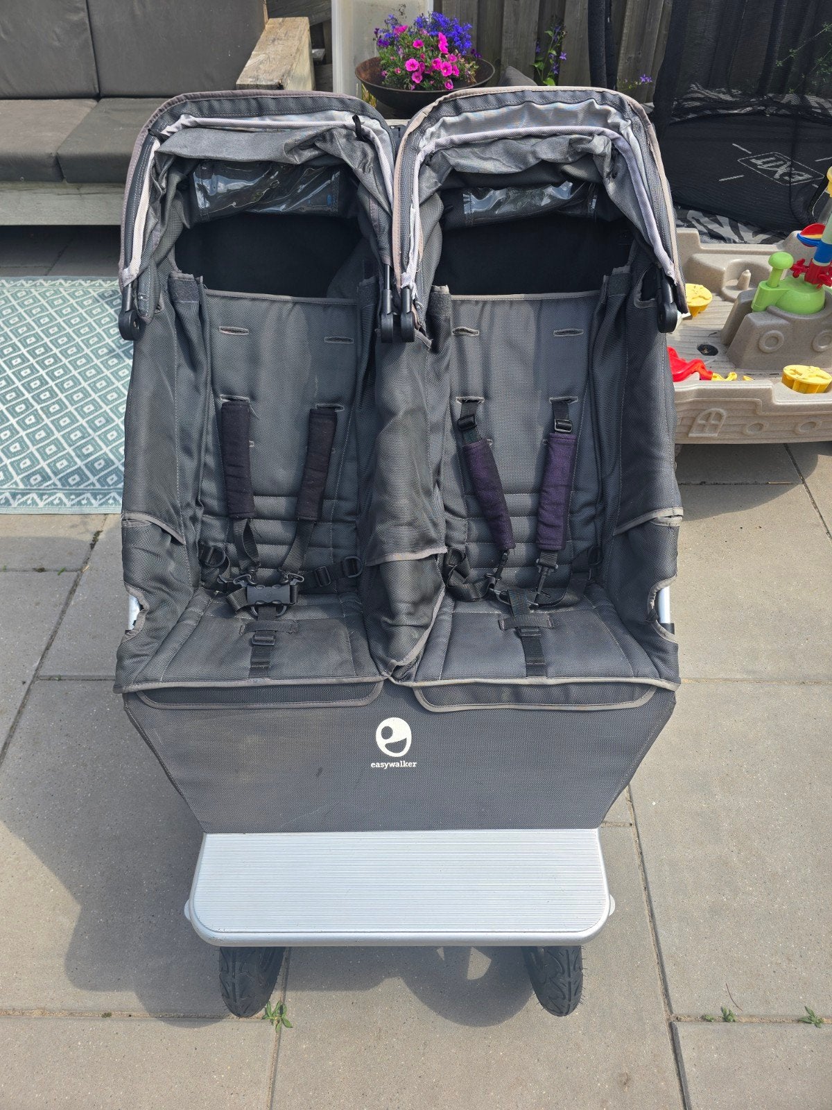 Easywalker Duo kinderwagen met reiswieg en 2 regenkappen, Gebruikt, Verzenden, Verstelbare duwstang, Kinderwagen