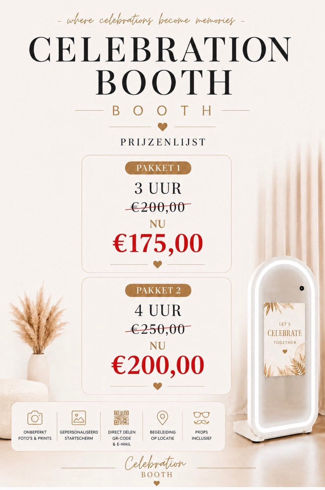 Actie! Luxe Photobooth Huren Vanaf €175, Ophalen of Verzenden, Zo goed als nieuw