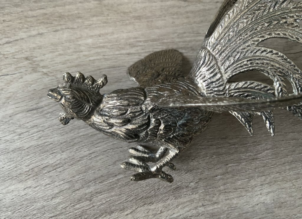 Vintage 60's zilver Zilveren Metalen Haan - Silverplated, Ophalen of Verzenden, Zilver