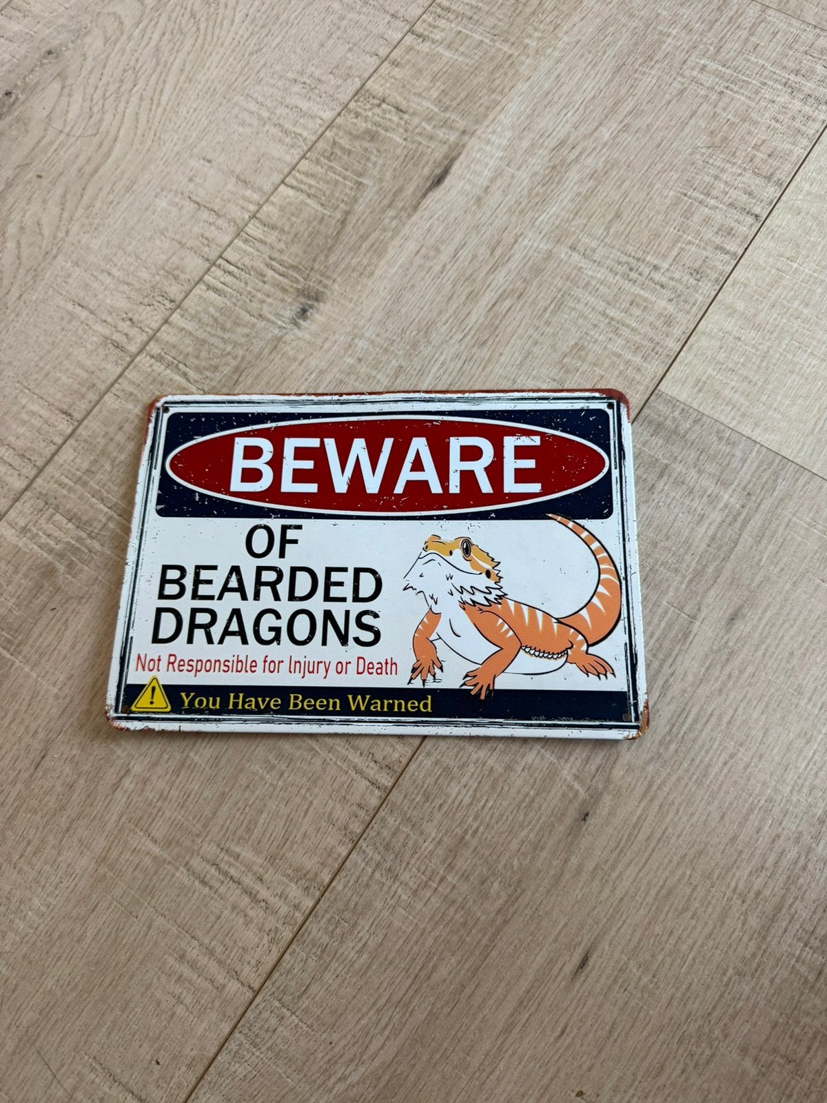Bordje ‘Beware of bearded dragons’, Dieren en Toebehoren, Reptielen en Amfibieën | Toebehoren, Ophalen of Verzenden