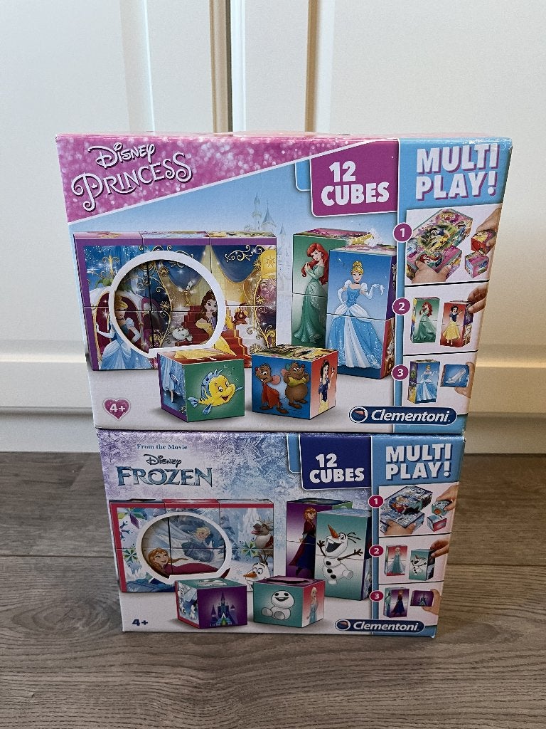 Clementoni blokpuzzel cubes Disney Prinses en Frozen 2 stuks, Ophalen of Verzenden, 10 tot 50 stukjes, Gebruikt, 2 tot 4 jaar