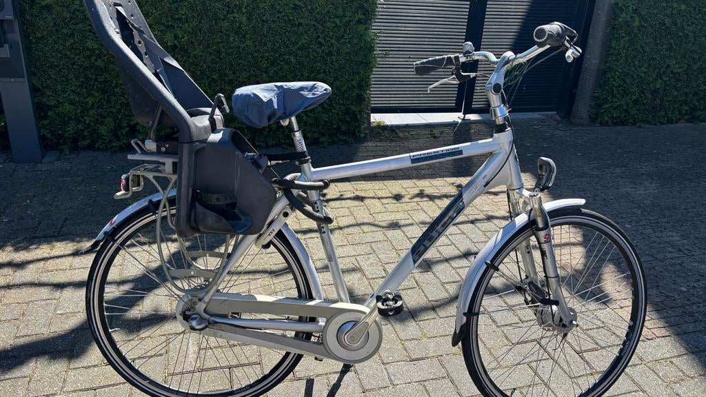 Puch herenfiets met kinderzitje en 3 versnellingen, Fietsen en Brommers, Gebruikt, Velgrem, Versnellingen, 57 tot 61 cm