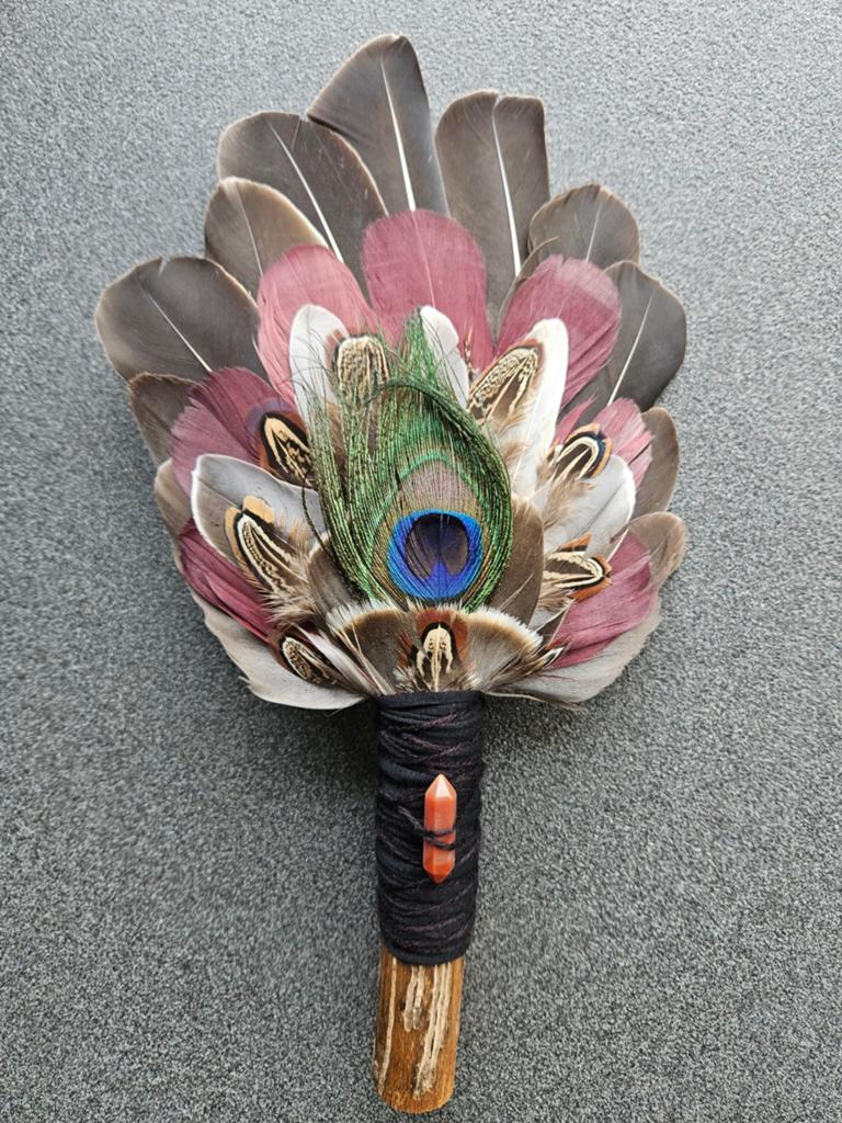 Smudge feathers agaat veren waaier feather fan reiki sjamaan, Ophalen of Verzenden