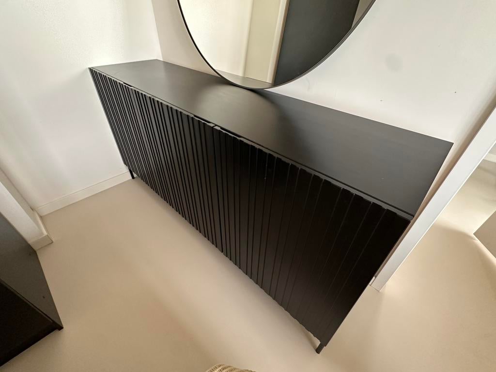 Gravure dressoir 180cm grenen zwart, Ophalen, Zo goed als nieuw, Minder dan 100 cm, 25 tot 50 cm