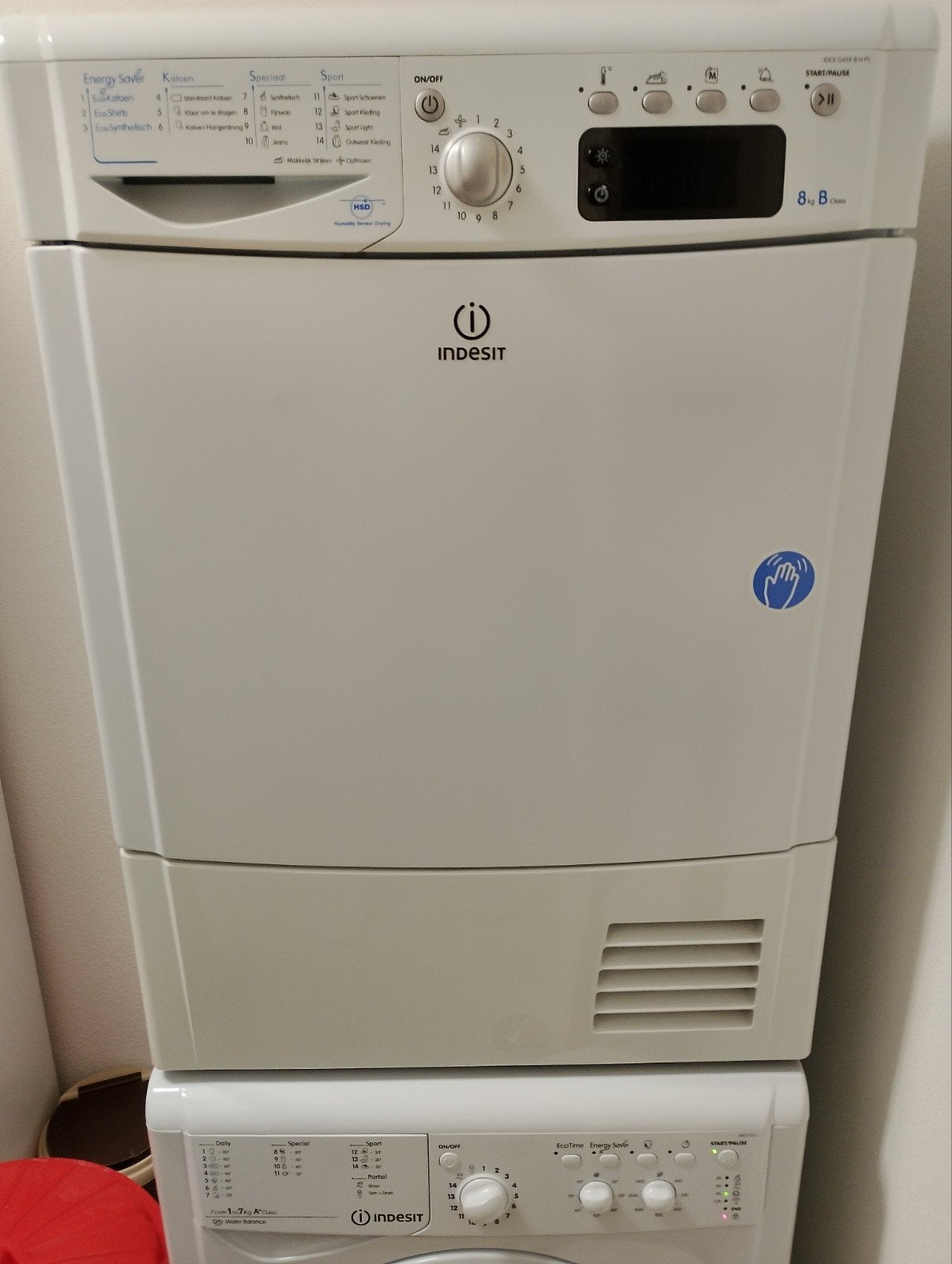 droger indesit, Ophalen, 6 tot 8 kg, Gebruikt, Voorlader