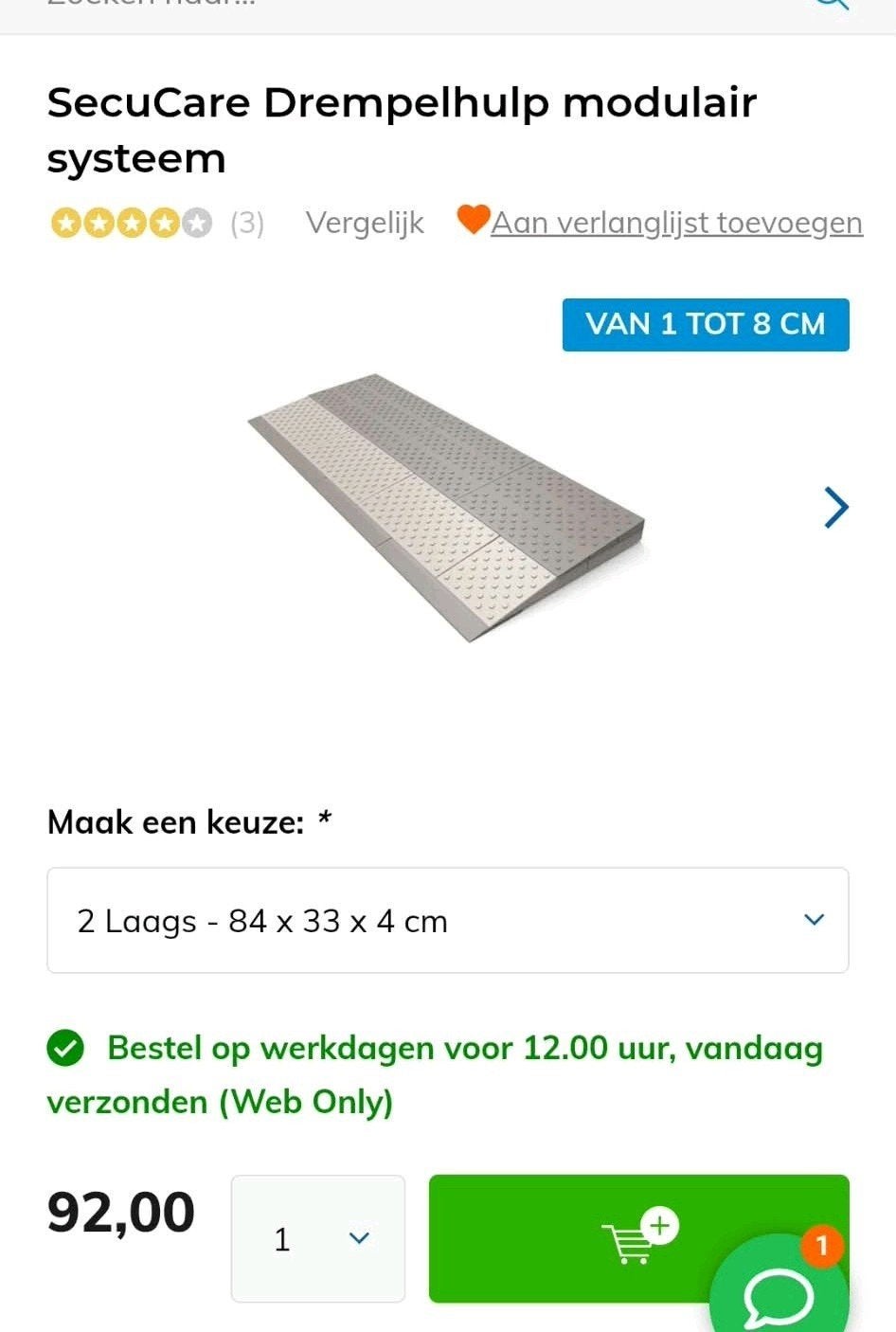 secucare drempelhulp 2 laags, Minder dan 4 cm, Overige materialen, Nieuw, Ophalen of Verzenden