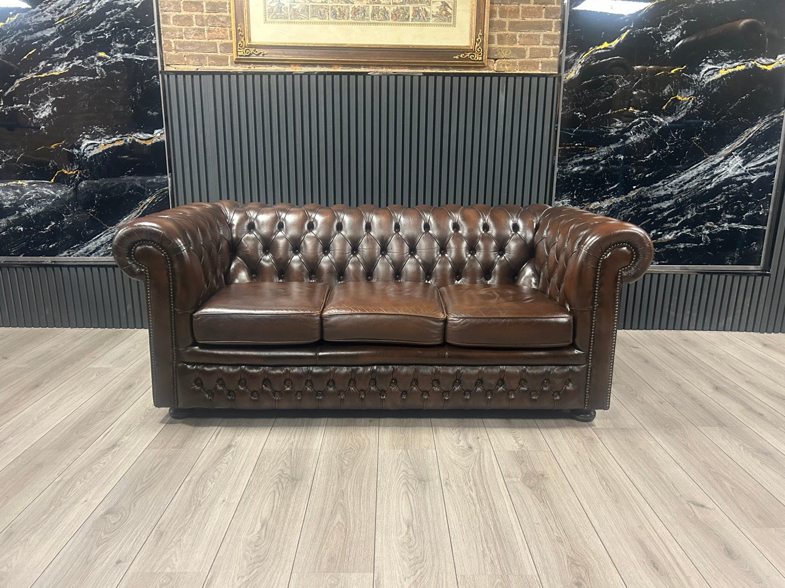Orginele Chesterfield Springvale Lederen 3 Zits Bank !!!, Huis en Inrichting, Banken | Bankstellen, Ophalen of Verzenden, Zo goed als nieuw