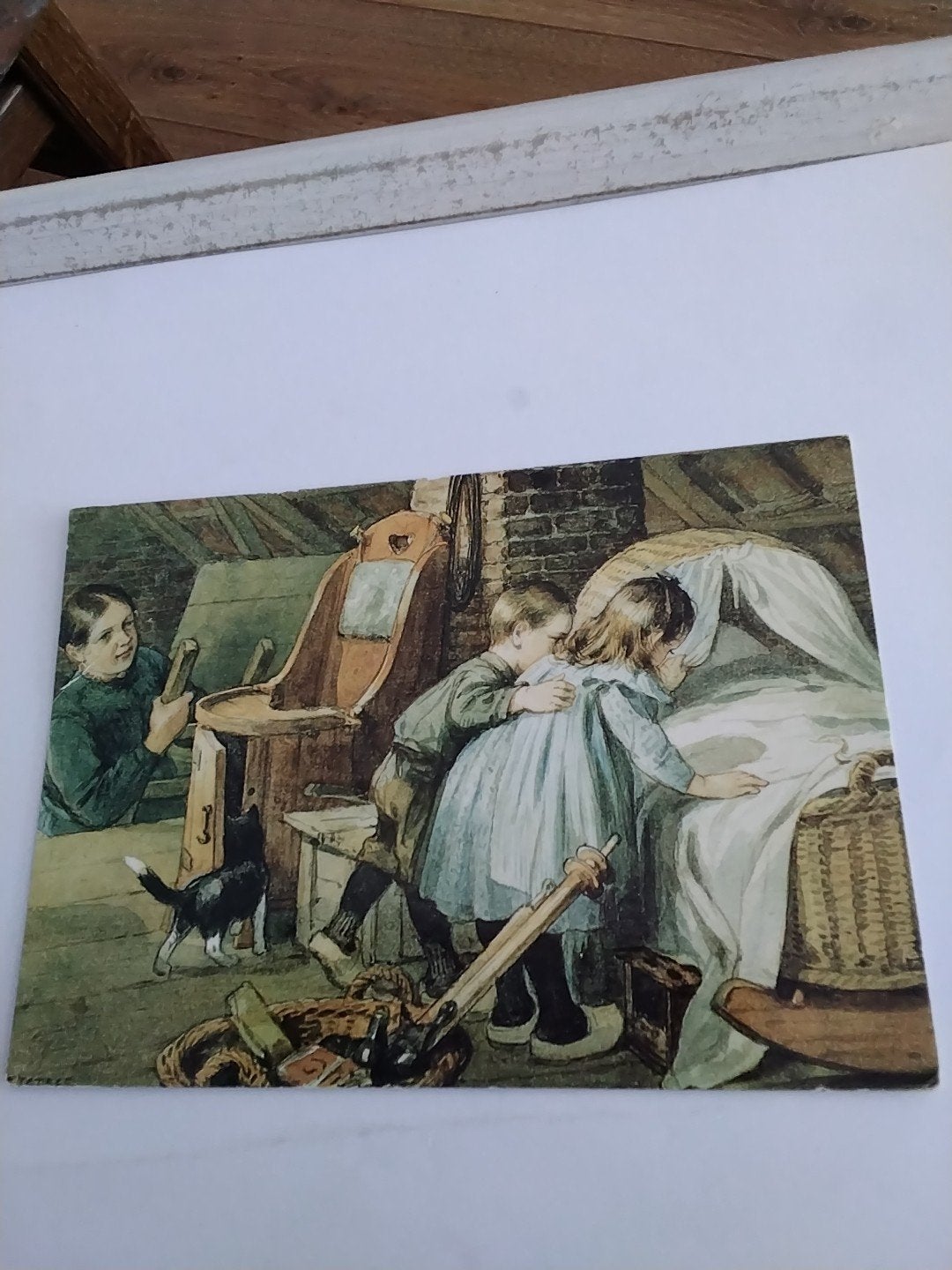Ansichtkaart: Kinderen bij wieg, Uitgeverij De Stulp 1990, Verzamelen, Ophalen of Verzenden