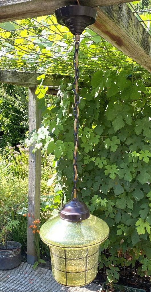 Leuke Art Deco Lamp - vintage antiek brocante design, Gebruikt, Glas, Vintage art deco, E27 (groot)