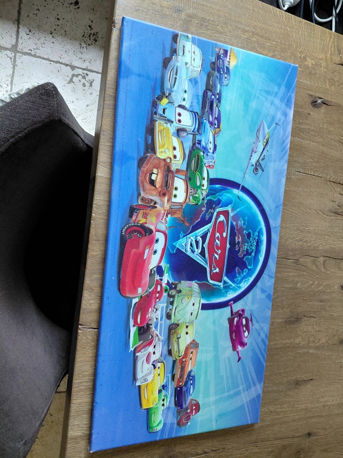 Cars canvas schilderij 70x30cm, 50 – 75, Gebruikt, Ophalen of Verzenden, Schilderij
