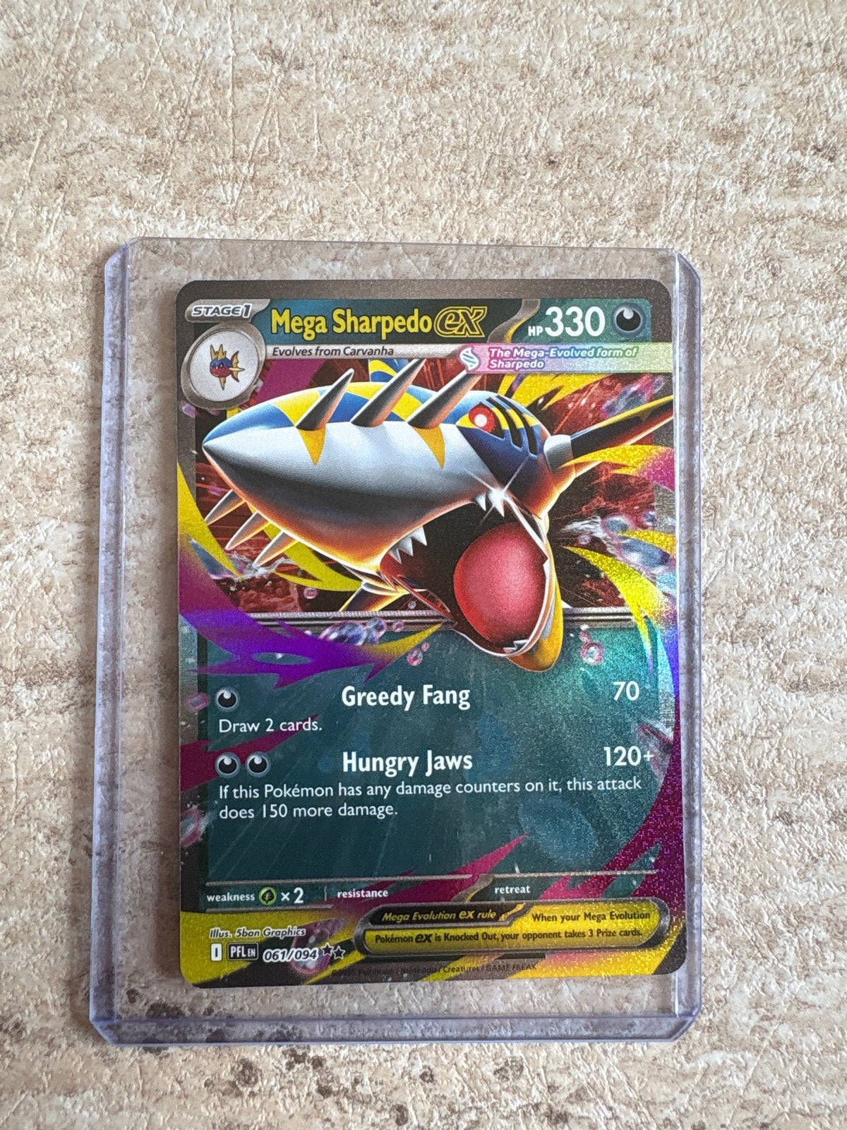 Mega Sharpedo EX Pokémon Kaart 061/094, Ophalen of Verzenden, Zo goed als nieuw, Losse kaart, Foil