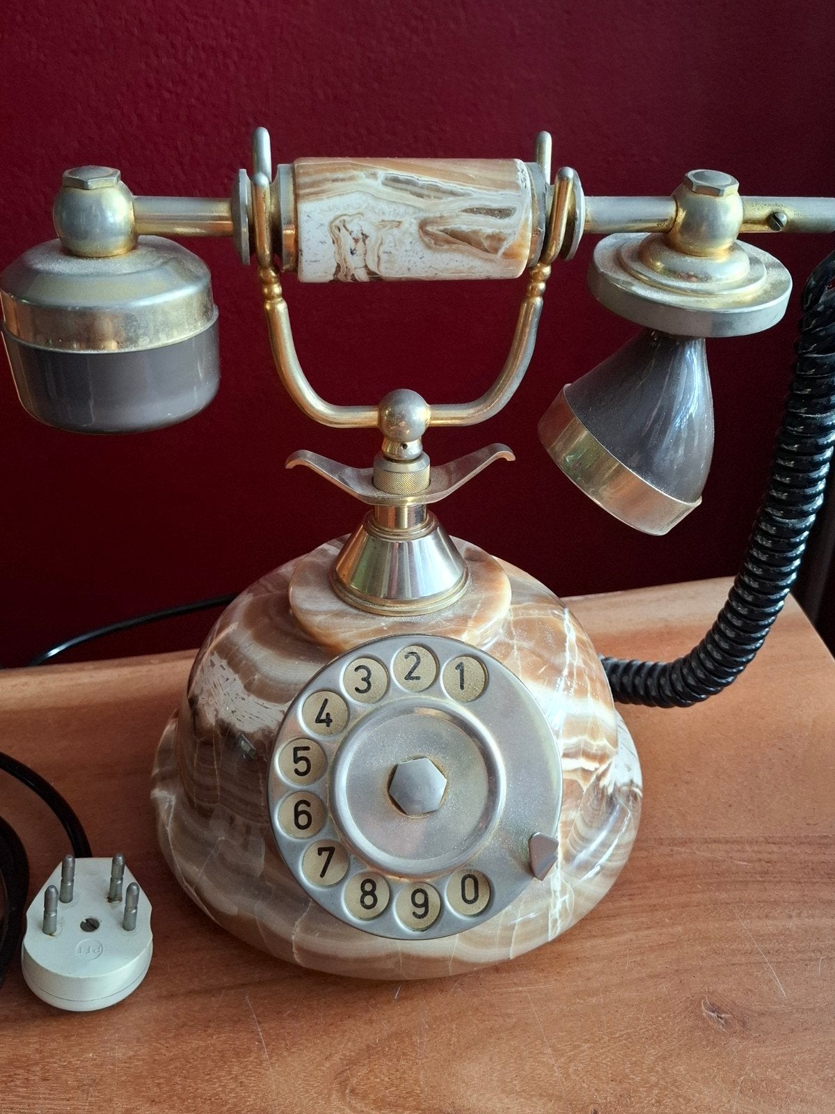 Antieke marmeren telefoon met draaischijf, Ophalen of Verzenden