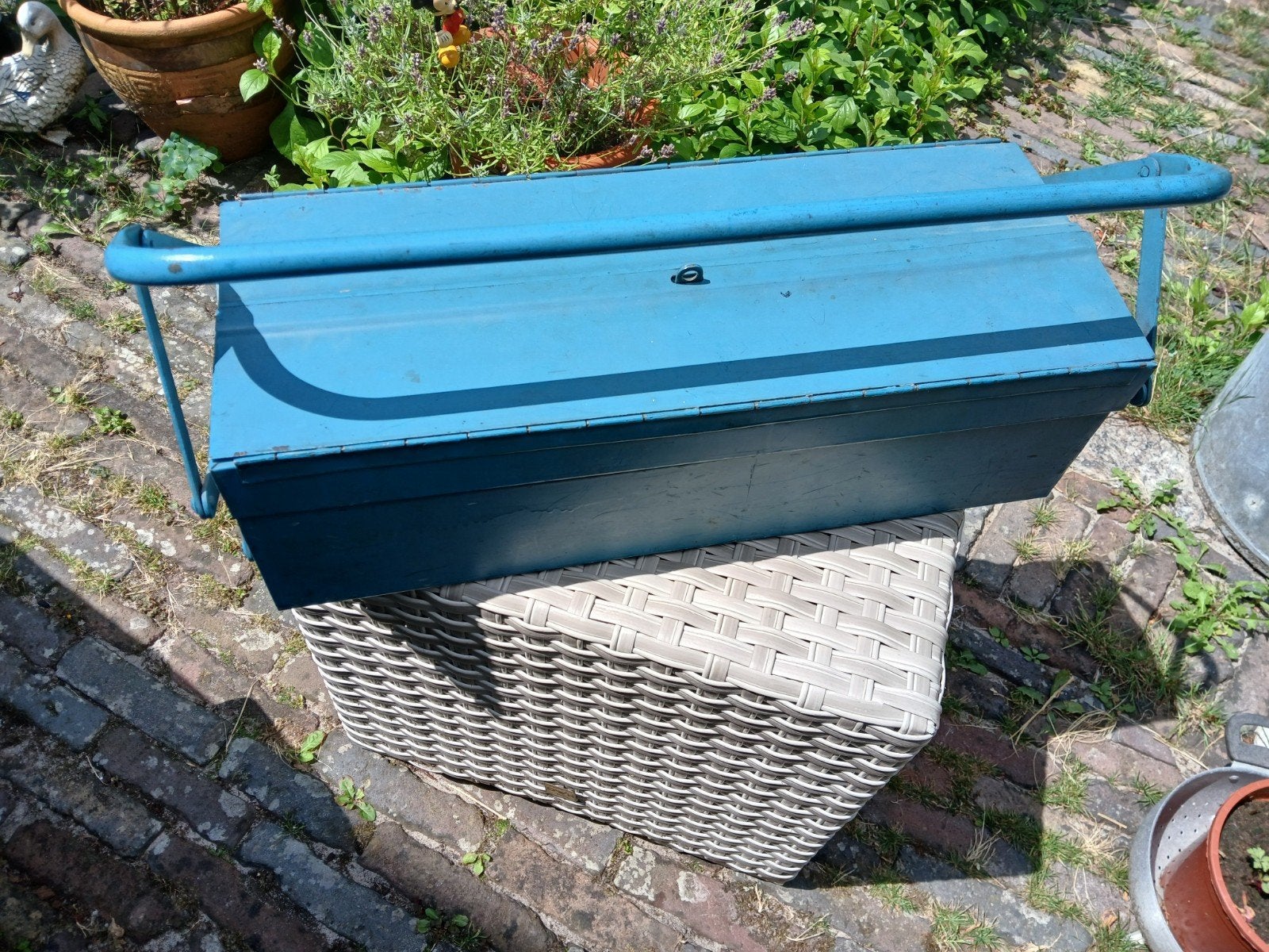 vintage metalen gereedschapkist, Ophalen, Gebruikt