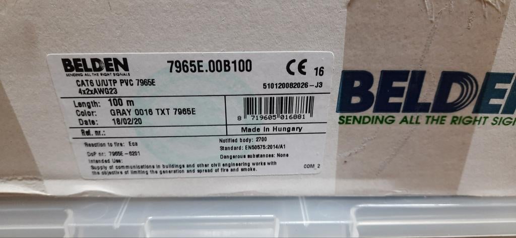 Belden utp kabel cat6 7965e, Ophalen of Verzenden, Nieuw, Kabel of Snoer