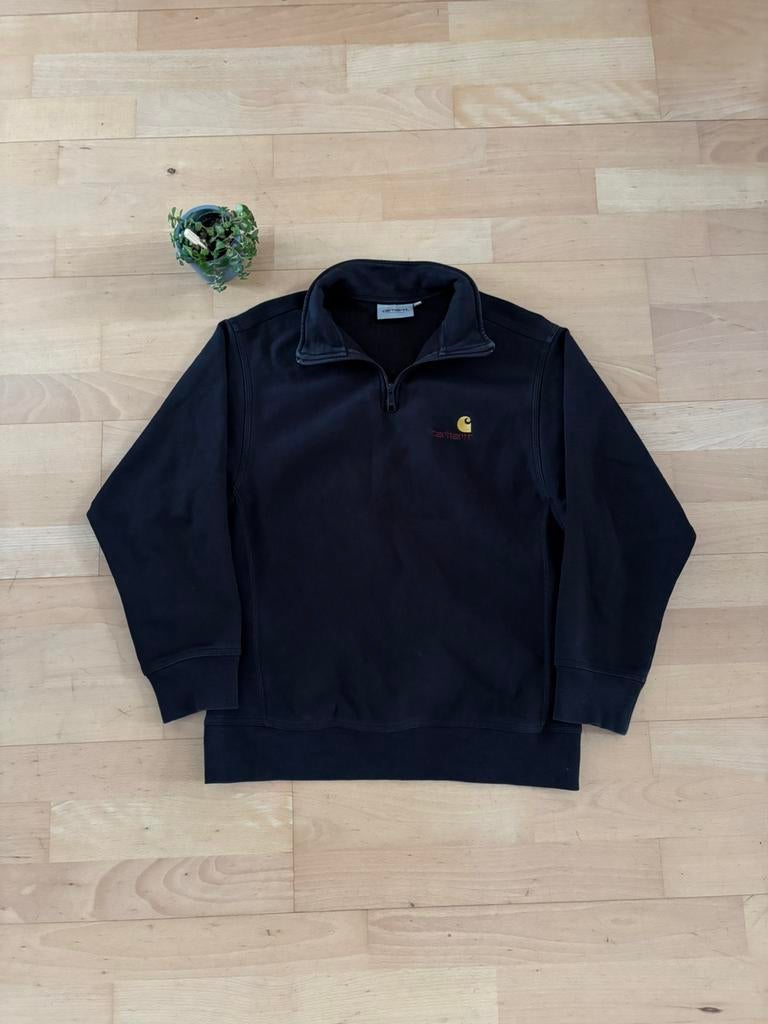Carhartt American Script Halfzip Sweater Zwart S, Ophalen of Verzenden, Zwart
