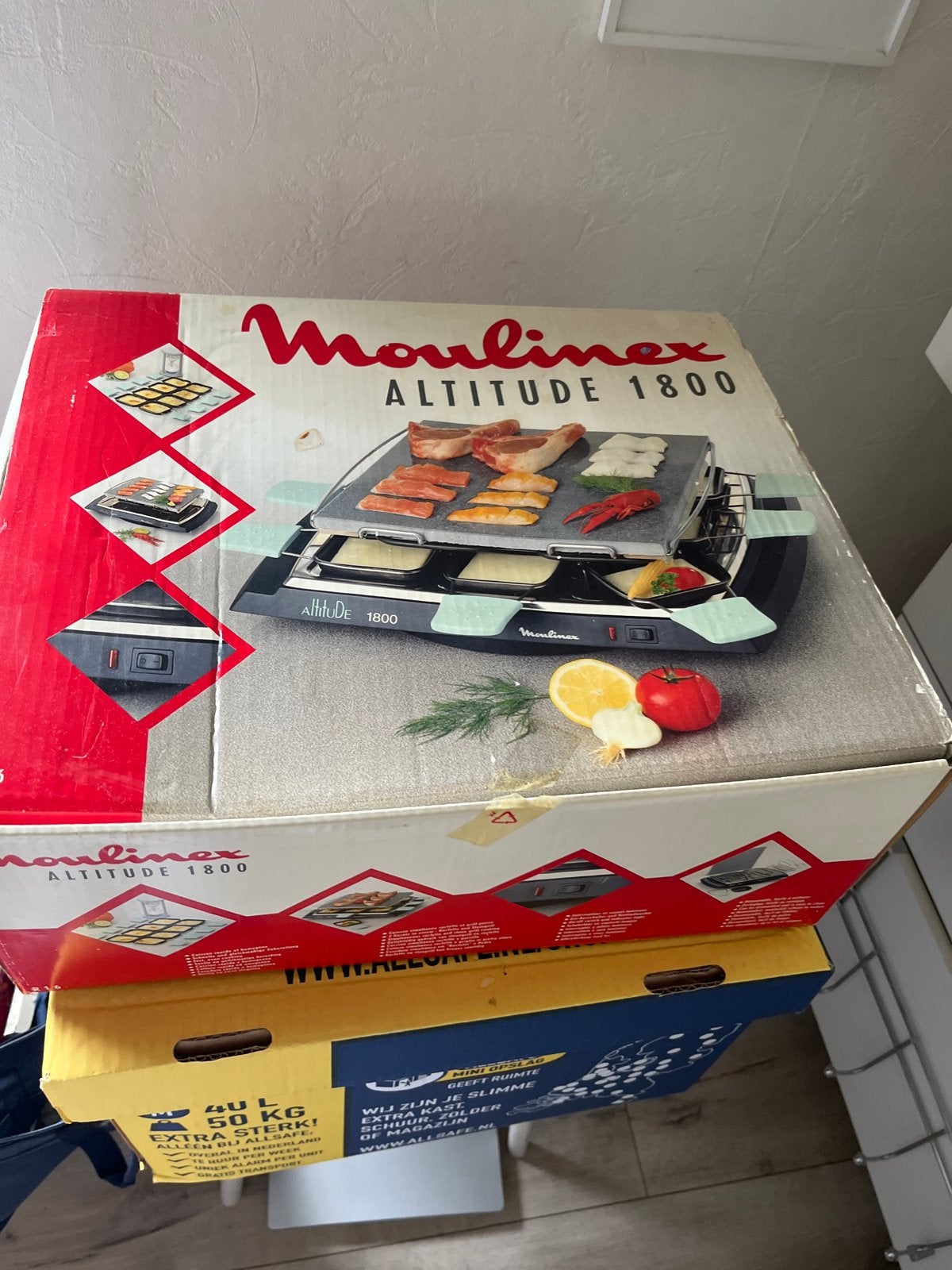 Moulinex Altitude 1800 Raclette Grill met Steenplaat, Ophalen, Gebruikt, 4 t/m 7 personen
