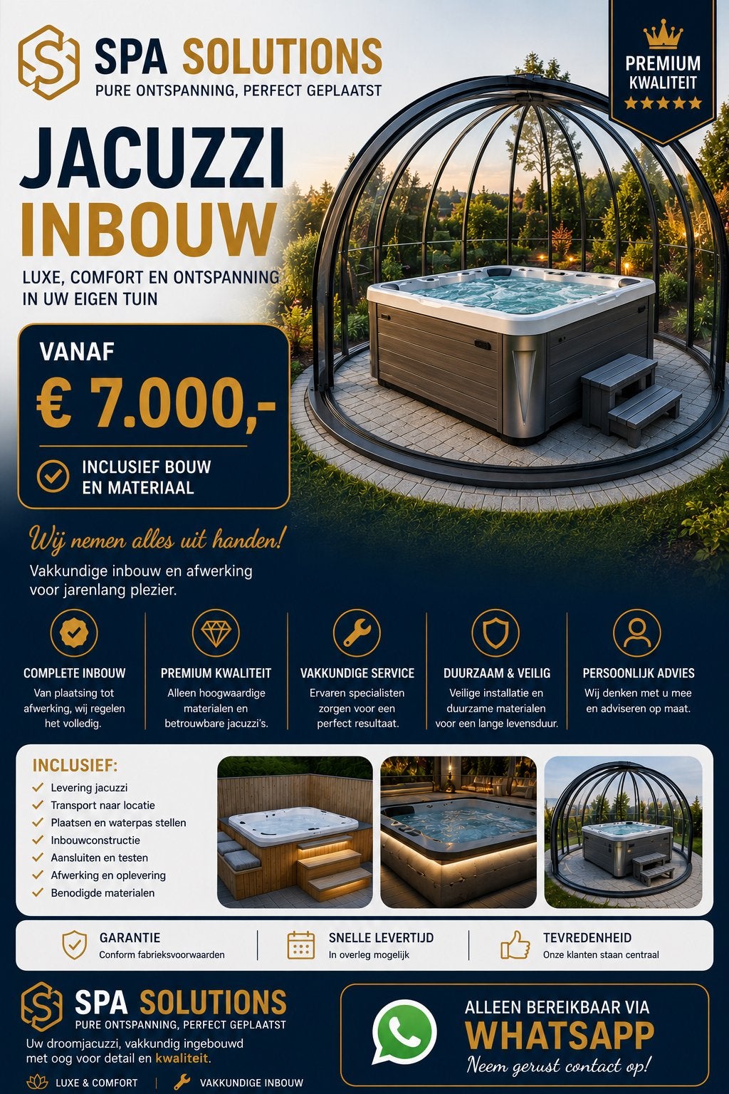 Luxe Inbouw Jacuzzi - Complete Installatie & Service, Tuin en Terras, Bubbelbaden en Hottubs, Ophalen of Verzenden, Nieuw, Vast