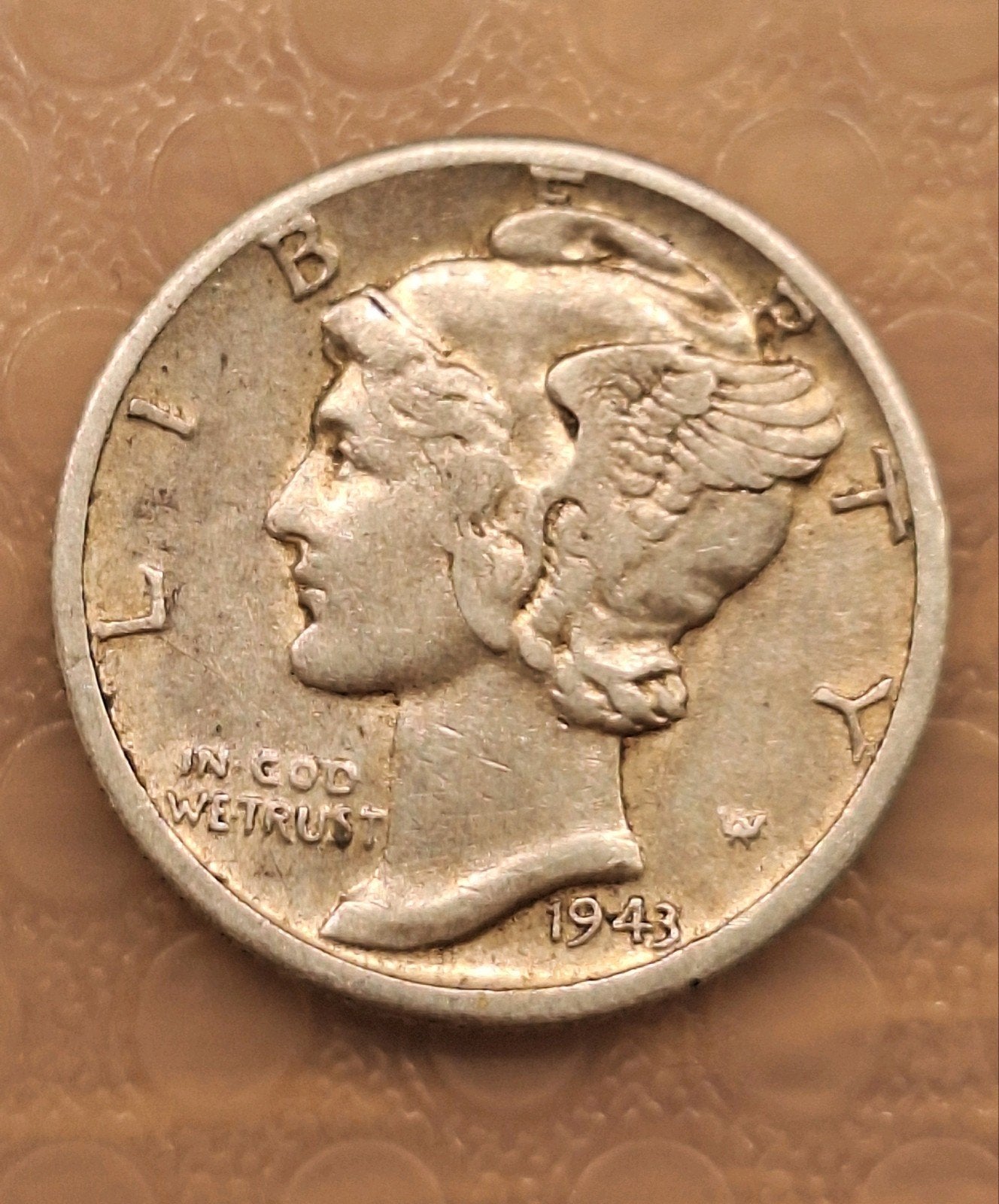 Zilveren USA 1 Dime 1943 'D' - Mercury Dime (90% Zilver), Postzegels en Munten, Verzenden, Noord-Amerika, Zilver