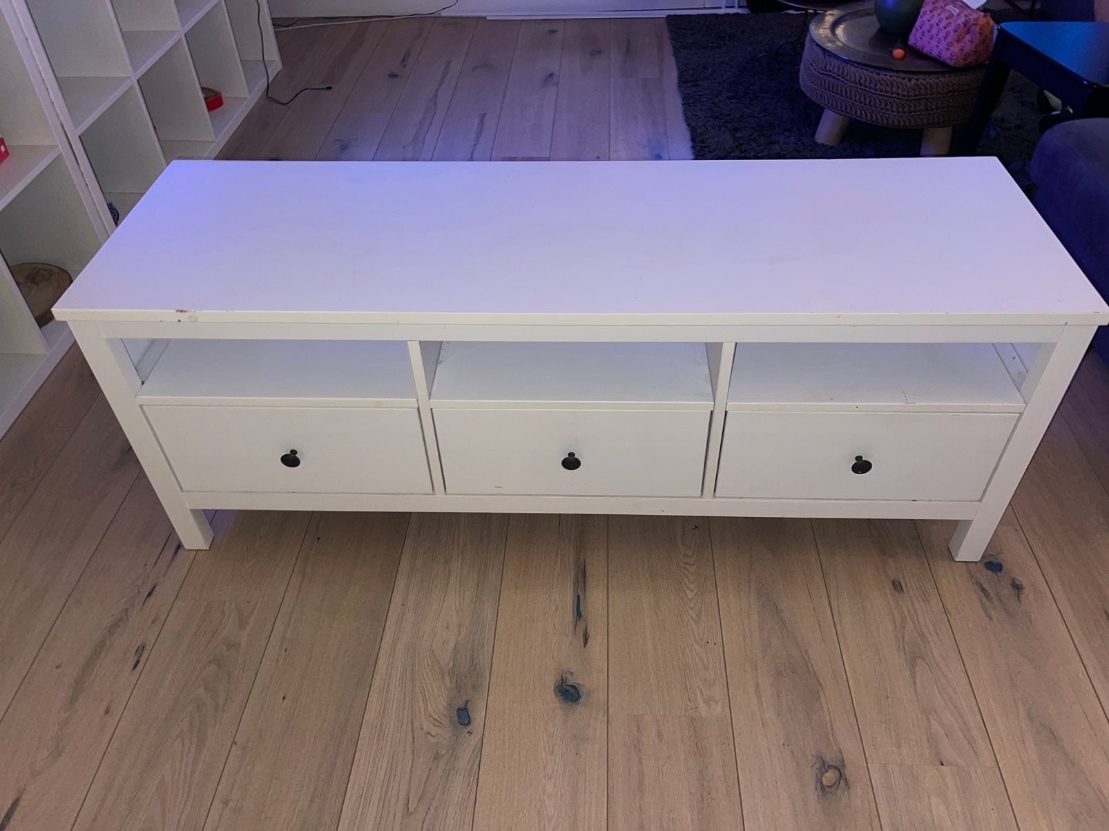 IKEA HEMNES tv-meubel wit – 3 lades, Ophalen, Landelijk/klassiek/Scandinavisch, Gebruikt, 100 tot 150 cm
