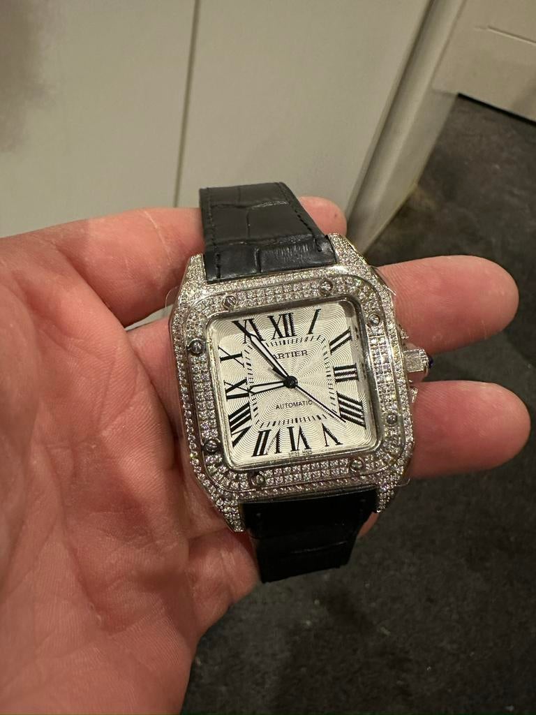 Cartier santos 38 mm, Ophalen of Verzenden, Zo goed als nieuw, Staal, Overige merken