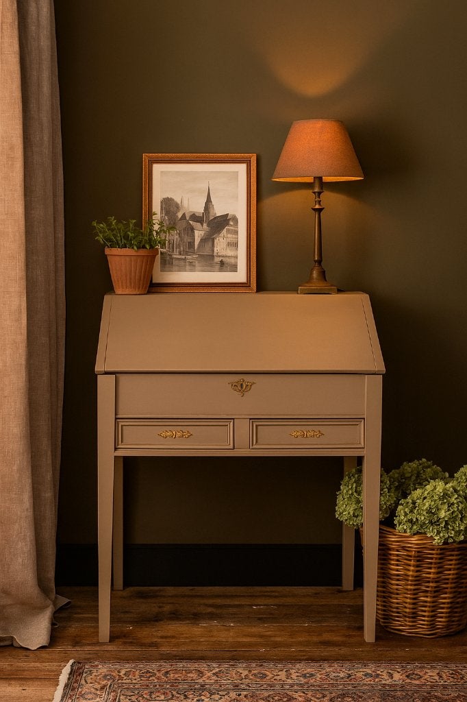Prachtige authentieke secretaire klep bureau uit 1870, Ophalen, Zo goed als nieuw