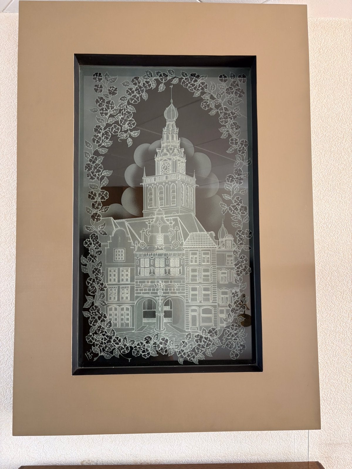 Stevenskerk nijmegen in glas geëtst met verlichting, Ophalen, Religie, Gravure, 150 cm