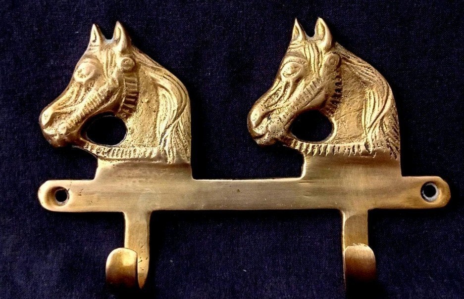 Vintage messing sleutelrek paardenhoofd, Antiek en Kunst, Ophalen of Verzenden, Koper